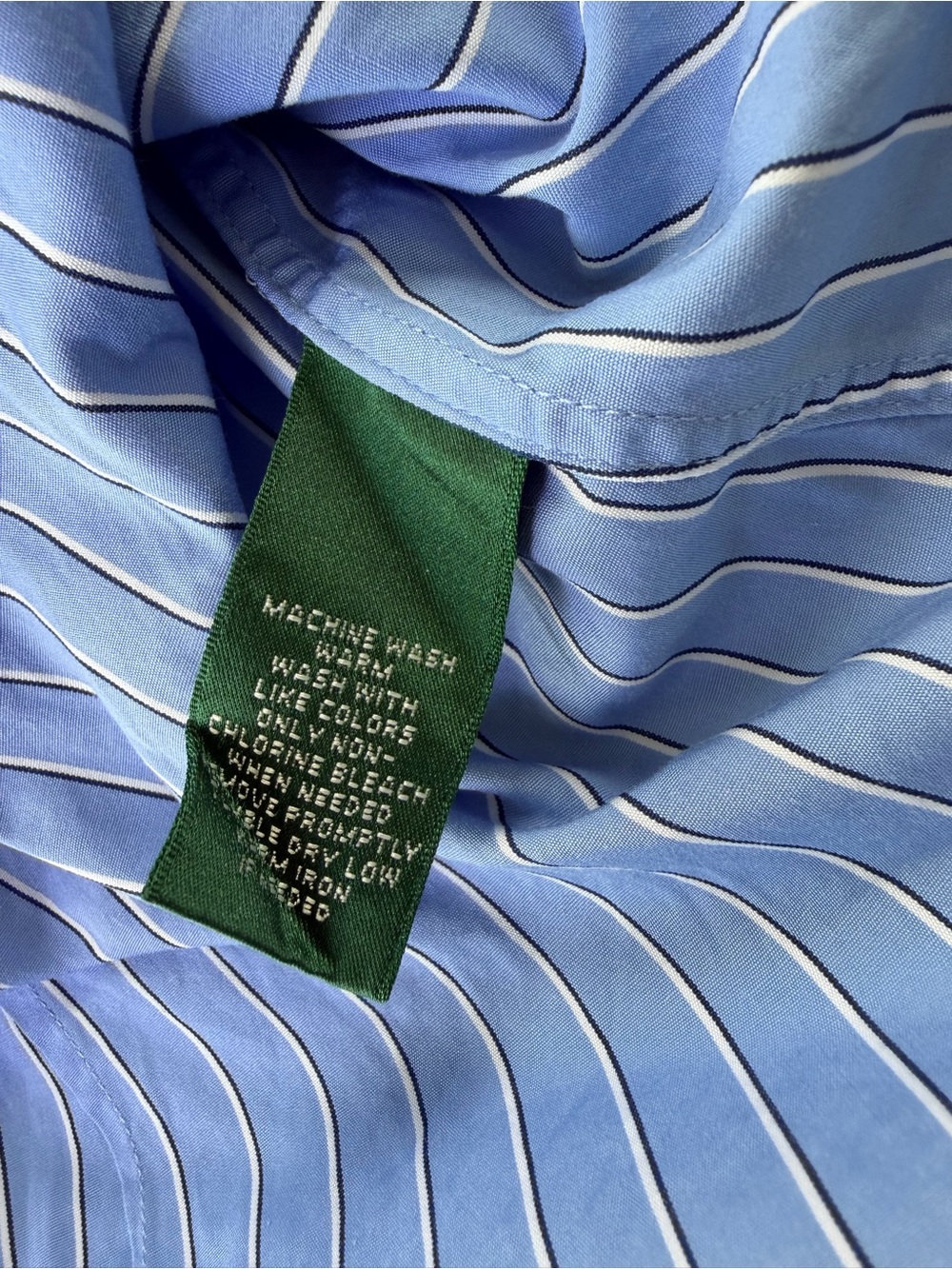 "Lauren Ralph Lauren Blue I& White Striped Blouse with Ruffles." - Picture 8 of 9